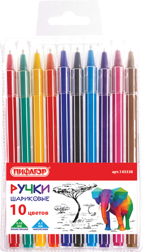 Набор шариковых ручек Пифагор Веселые зверята 143338 (10 шт)