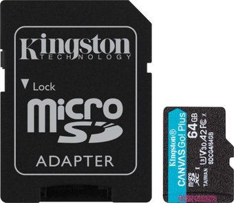 Карта памяти Kingston Canvas Go! microSDXC 64GB SDCG4/64GB (с адаптером)