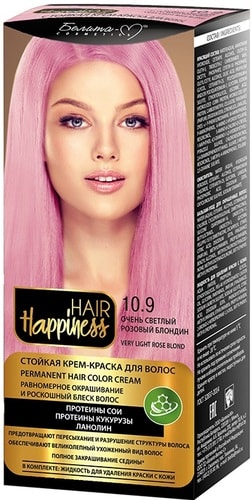 Крем-краска для волос Белита-М Hair Happiness Стойкая 10.9 очень светлый розовый блондин
