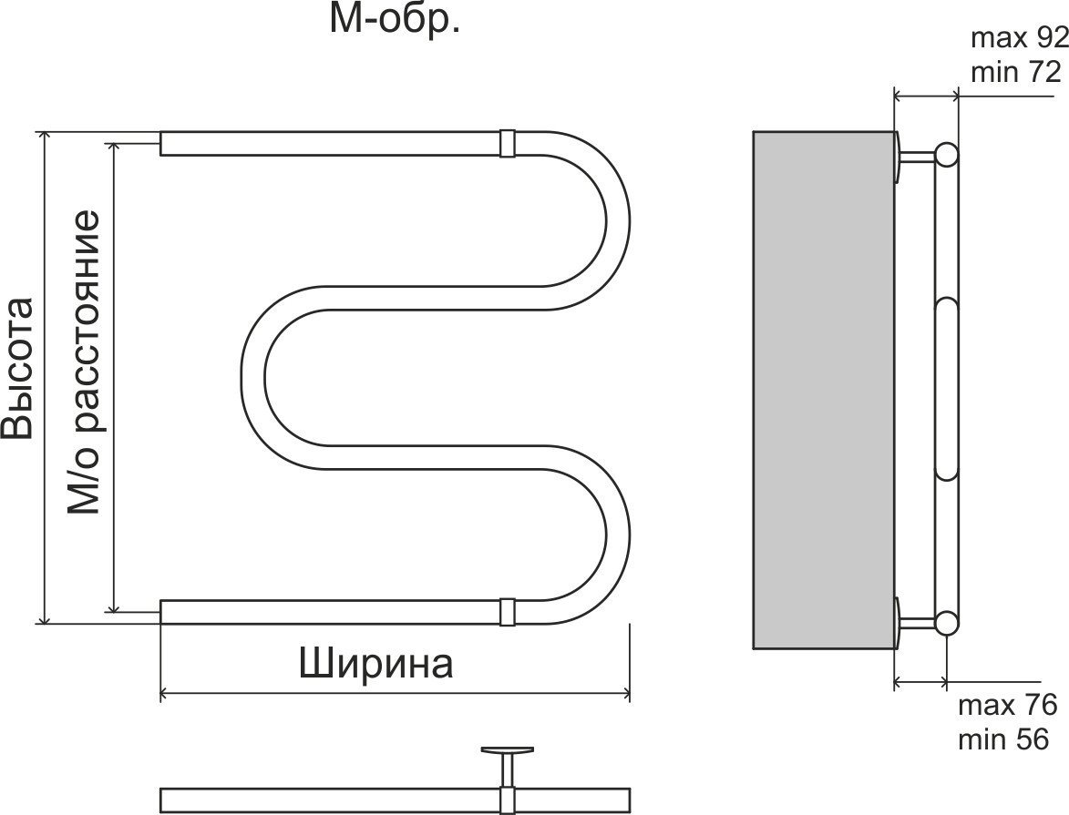 Полотенцесушитель TERMINUS Эконом М-образный Aisi 32 500x700