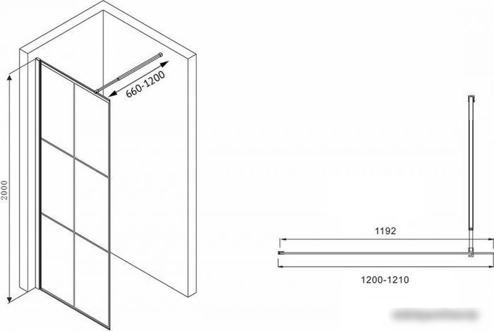 Душевая стенка Abber Immer Offen AG62120B