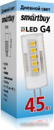 Светодиодная лампа SmartBuy G4 4.5 Вт 4000 К SBL-G4 4_5-40K