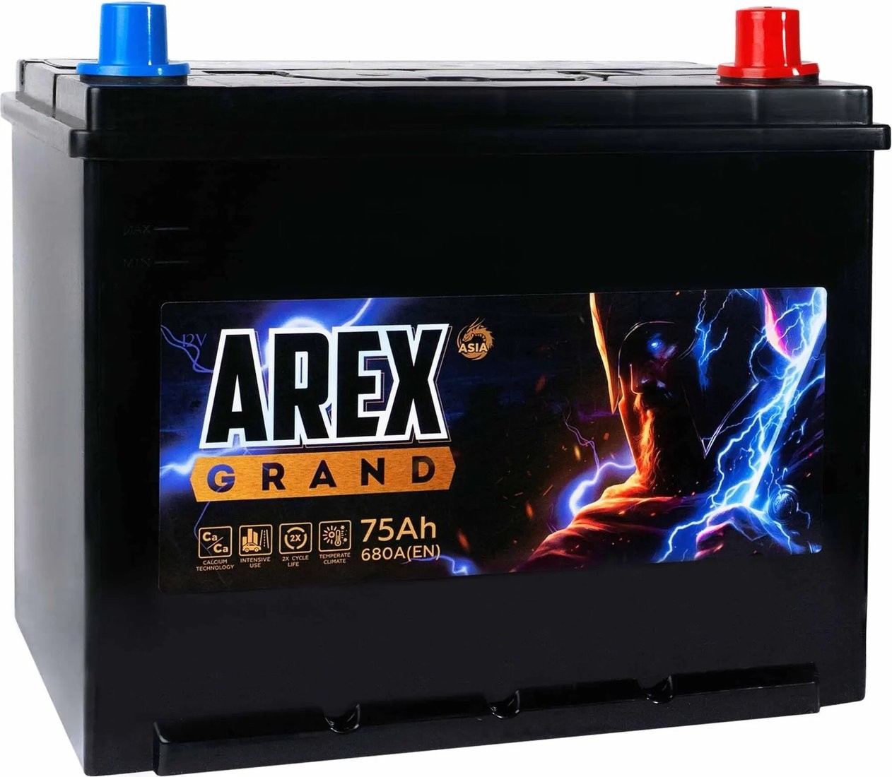 Автомобильный аккумулятор AREX Grand Asia R+ (75 А·ч)