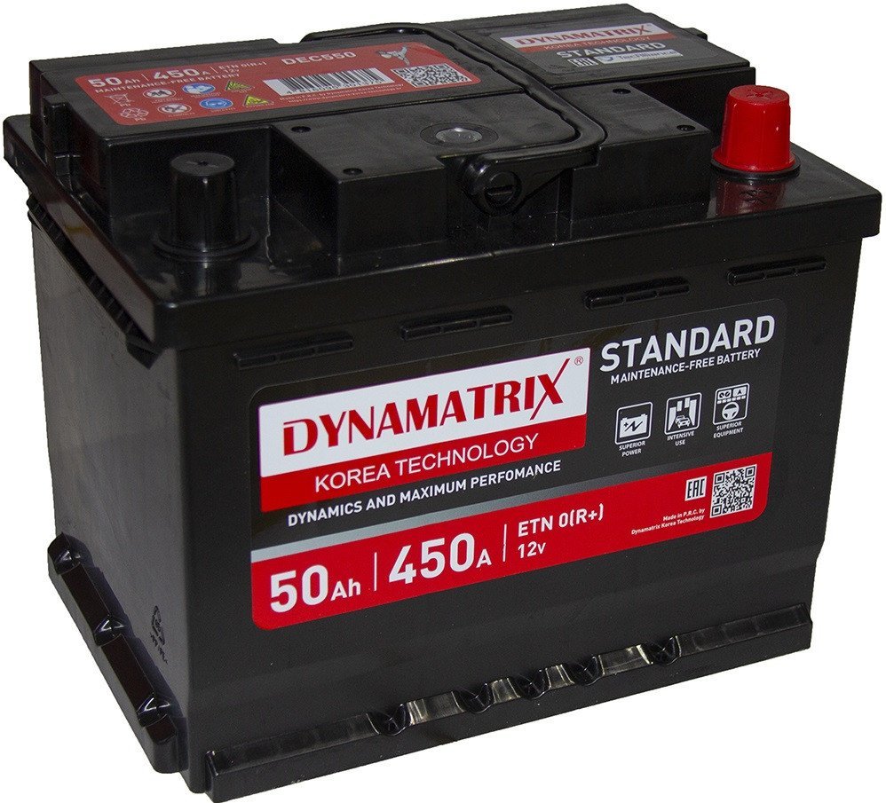 Автомобильный аккумулятор Dynamatrix Standard R+ 450A (50 А·ч)