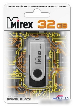 USB Flash Mirex Swivel Black 32GB [13600-FMURUS32]