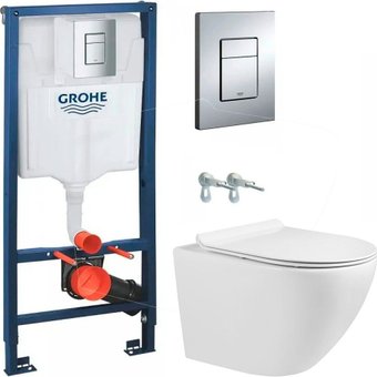Унитаз подвесной Grado GD-W203T + GROHE Rapid SL 38772001 (с кнопкой смыва)