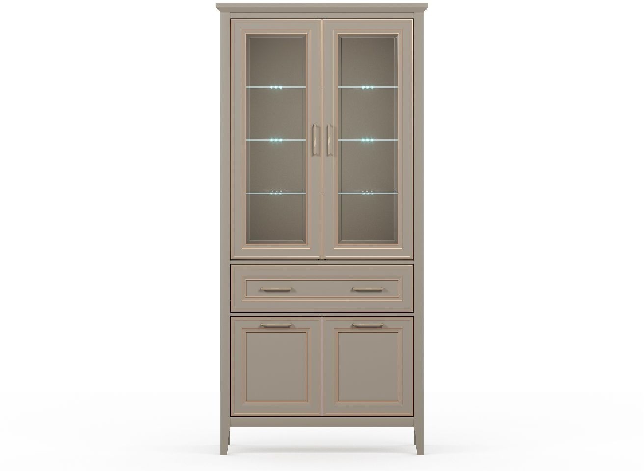 Шкаф-витрина BRW Classic REG2W2D1S с подсветкой (глиняный серый)