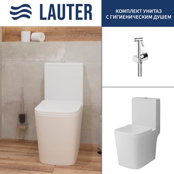 Унитаз напольный Lauter W09 P-TRAP 21900002 + гигиенический душ Breez 21GN7071CH (горизонтальный выпуск)
