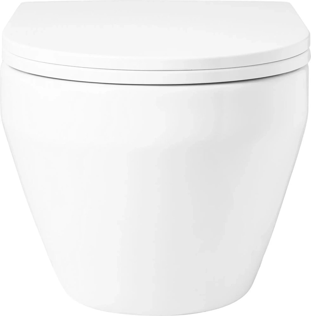 Унитаз подвесной Saniteco KW-9009W + 501 + K01-SB (с кнопкой, черный)