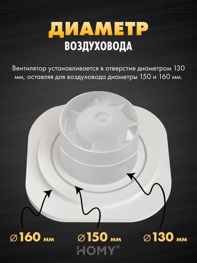 Вентиляционная решетка HOMY AIR круглый A125BT d200 (черная)