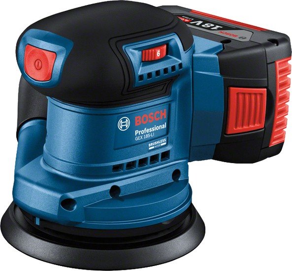 Эксцентриковая шлифмашина Bosch GEX 185-LI Professional 06013A5021 (с 1-м АКБ, кейс)