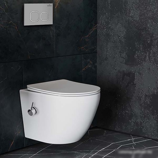 Унитаз подвесной Roxen Antares Bidet в комплекте с инсталляцией StounFix Slim 6 в 1 947524 (кнопка: хром матовый)