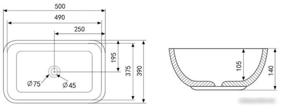 Умывальник Abber Rechteck AC2202 (белый)