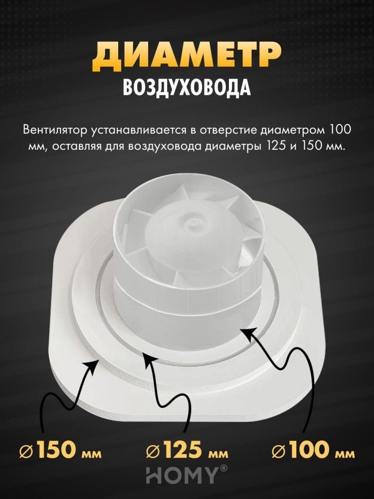 Вентиляционная решетка HOMY AIR круглый A100BS d150 (черная)