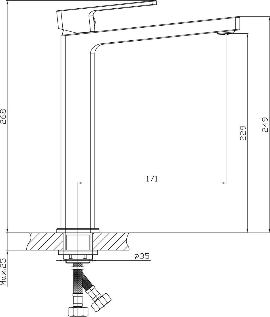 Умывальник Lauter 21499-31 + Cascade 21СК0655C с сифоном 21635CH (хром)