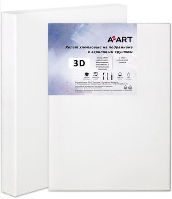 Холст для рисования Azart 3D грунтованный акрилом на подрамнике 20x20 см (хлопок)