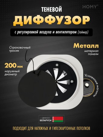 Вентиляционная решетка HOMY AIR круглый A125BRT d200 (черная)