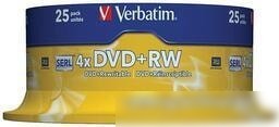 DVD+RW диск Verbatim 4.7Gb 4x Verbatim DLP Silver по 25 шт. CakeBox 043489