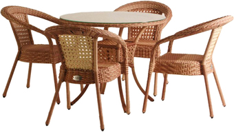 Обеденная группа Aiko Rattan Deco 7035П круглый (бежевый)