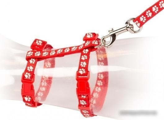 Шлея Duvo Plus Белые лапки 11208/red (красный)