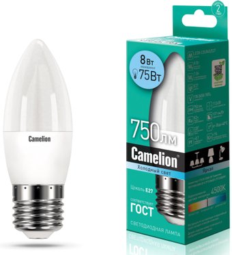 Светодиодная лампочка Camelion LED8-C35/845/E27