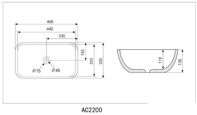 Умывальник Abber Rechteck AC2200 (белый)