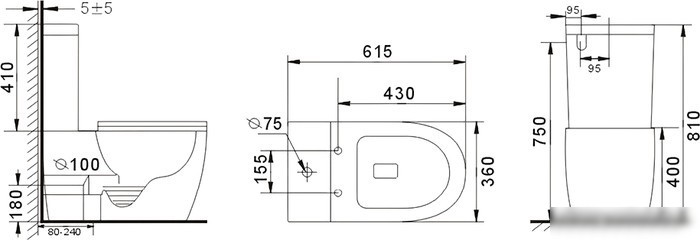 Унитаз Gid Tr2177BL (черный матовый)