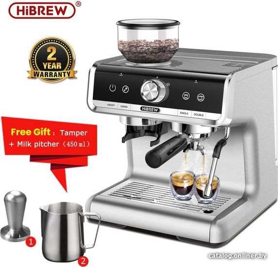 Рожковая бойлерная кофеварка Hibrew H7 (серебристый)