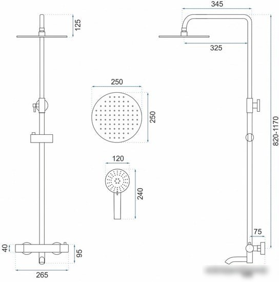 Душевая система Rea Lungo REA-P4114 (золотой)
