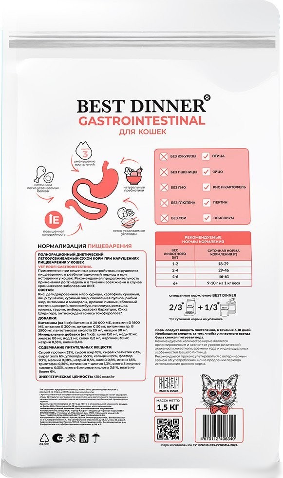 Сухой корм для кошек Best Dinner Vet Profi Gastrointestinal (1.5кг)