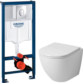 Унитаз подвесной Grossman GR-4455SQ + GROHE Rapid SL 38721001 (с сиденьем, с кнопкой)