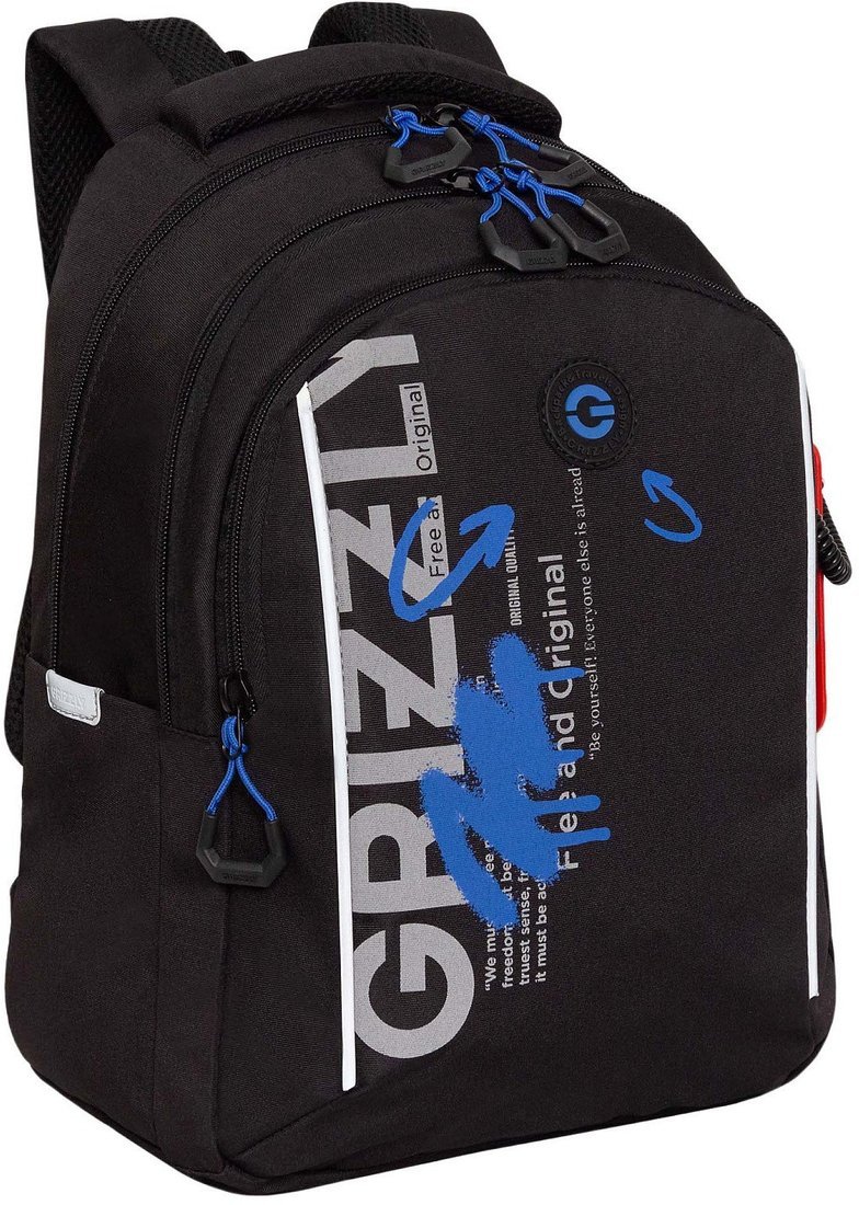Школьный рюкзак Grizzly RB-452-3 (черный/синий)