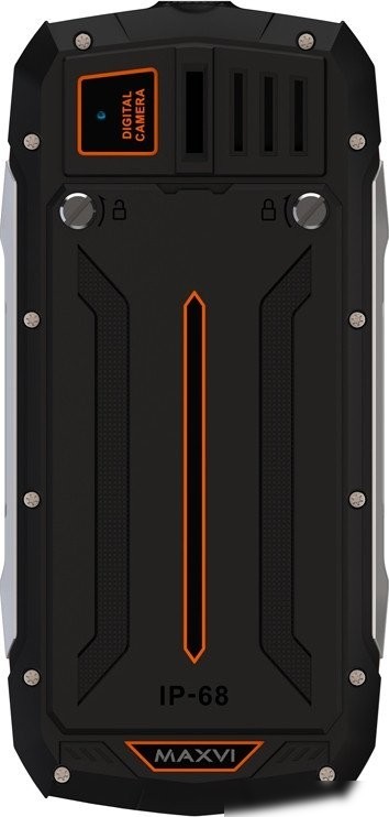 Кнопочный телефон Maxvi R10 (черный/оранжевый)