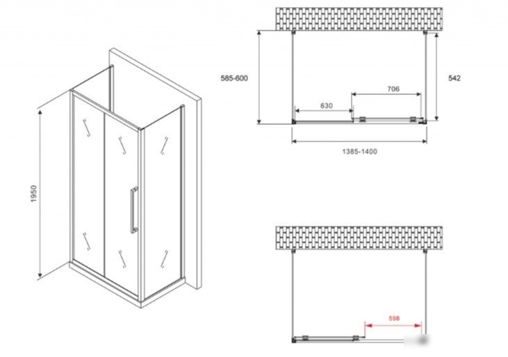 Душевой уголок Abber Schwarzer Diamant AG30140BH-S60B-S60B
