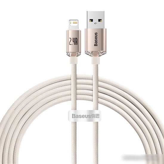 Кабель Baseus Crystal Shine USB Type-A - Lightning (2 м, розовый)