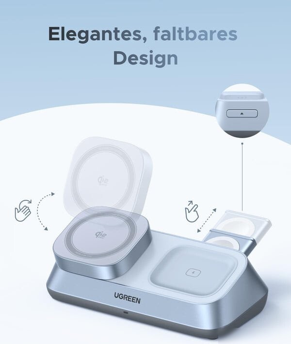 Беспроводное зарядное Ugreen MagFlow 3-in-1 W711 55677 (голубой)