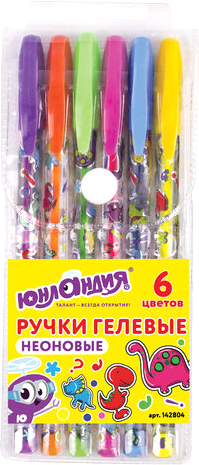 Набор гелевых ручек Юнландия Неон 142804 (6 цветов)