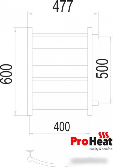 Полотенцесушитель ProHeat Classic 40x60 (боковое подключение, черный муар)