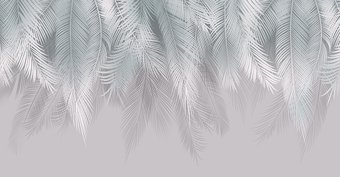 Фотообои Citydecor Пальмовые листья 546x265 бирюзовый/серый