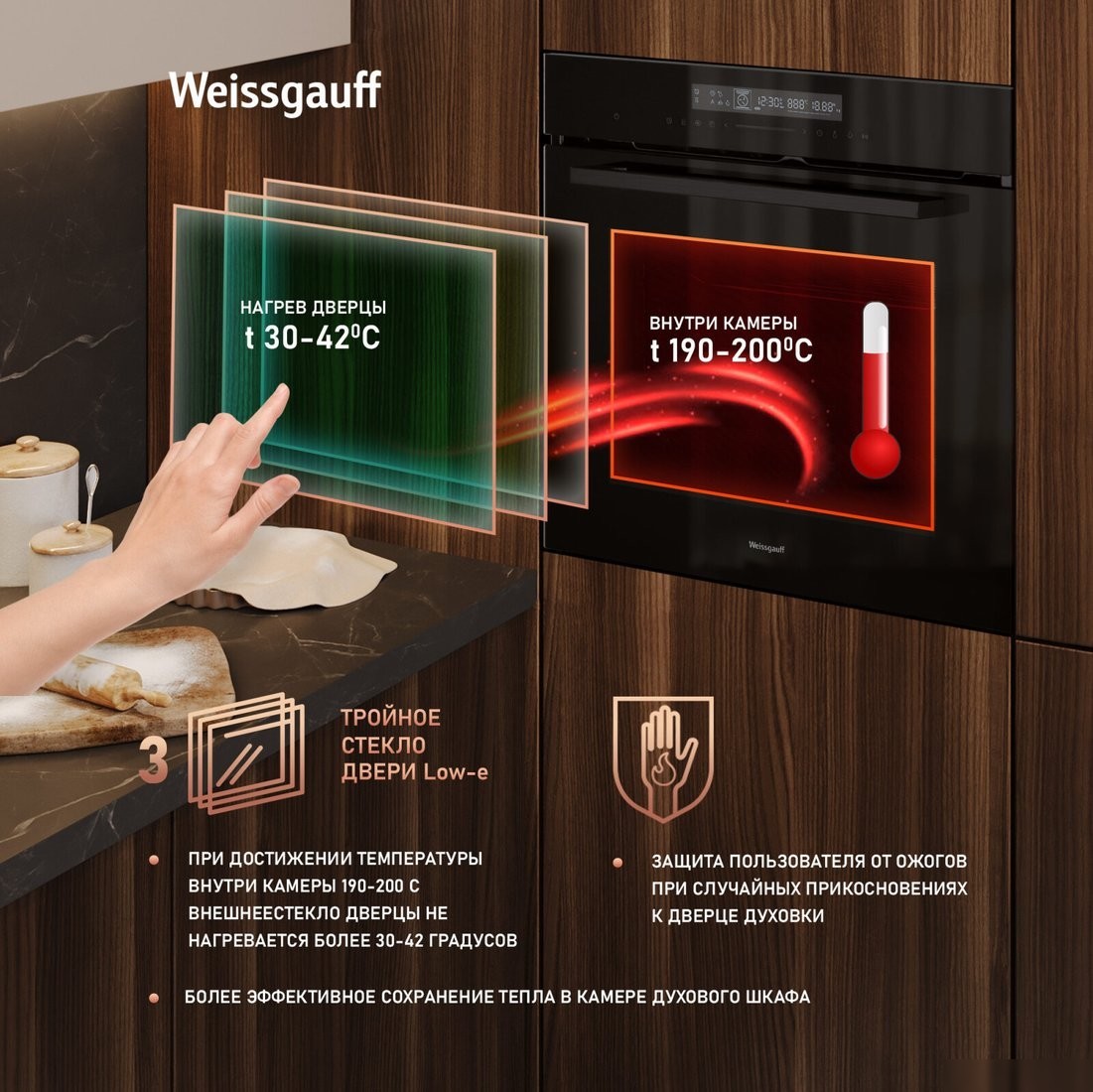 Электрический духовой шкаф Weissgauff EOM 791 SDB Black Edition