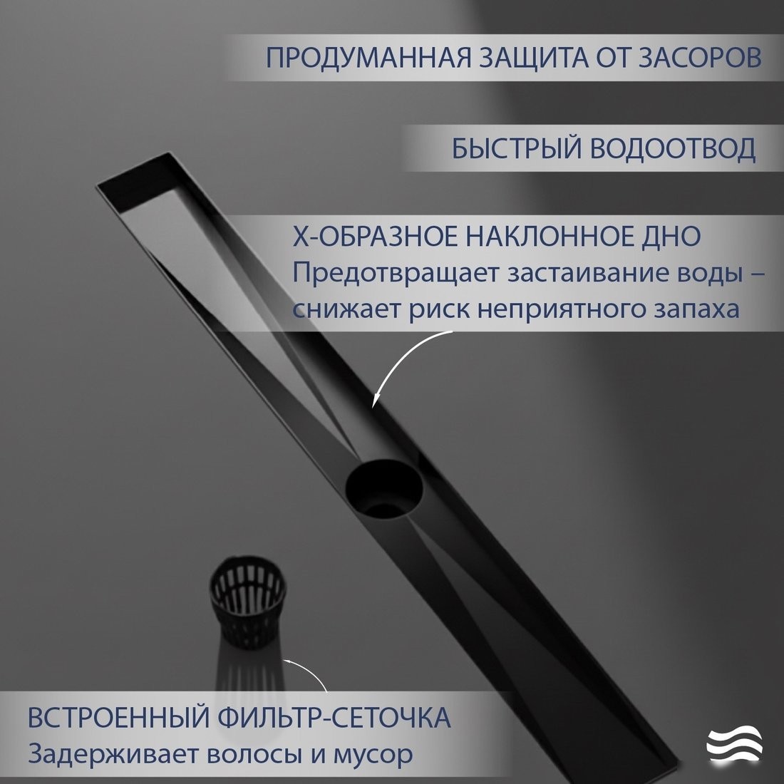 Трап/канал Lauter 2120672-LMB 700x70 (черный матовый)
