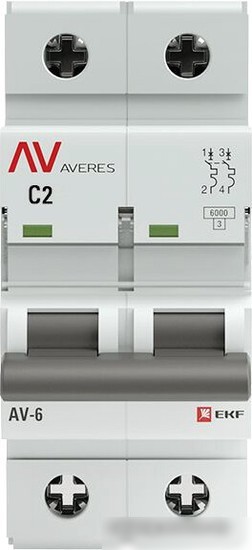 Выключатель автоматический EKF Averes AV-6 2P 2A (C) 6kA mcb6-2-02C-av