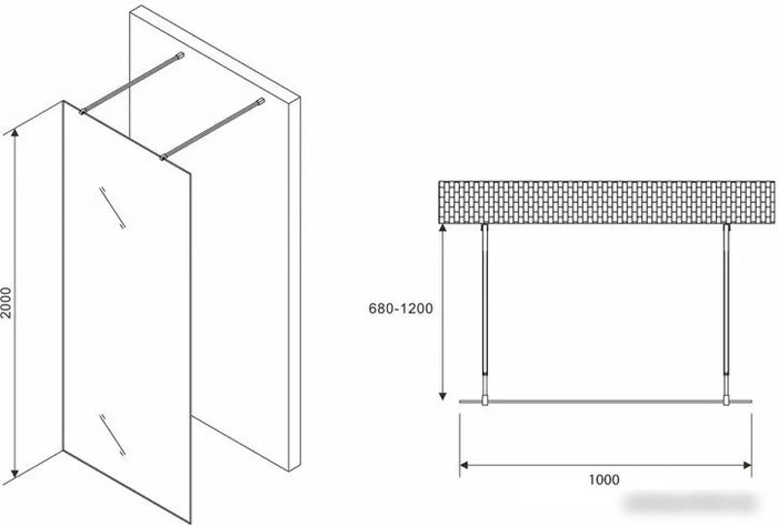 Душевая стенка Abber Immer Offen AG68100BF8