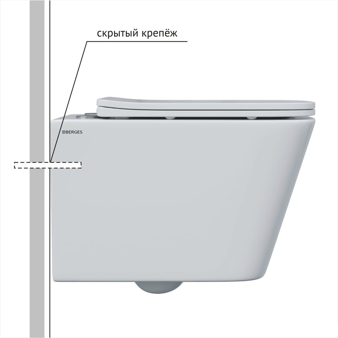 Унитаз подвесной Berges Wasserhaus Floe S Rimless + АТОМ 410 АТ-043368 (с сиденьем)