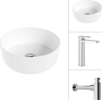 Умывальник Lauter 21499-31 + Cascade 21СК0655C с сифоном 21635CH (хром)