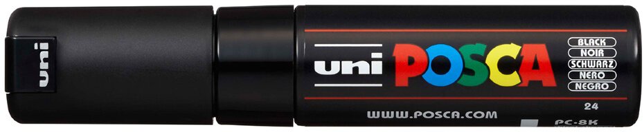 Маркер художественный UNI Mitsubishi Pencil Posca PC-8K BLACK (черный)