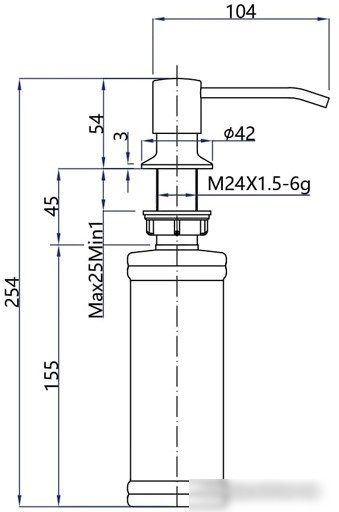 Дозатор для жидкого мыла GranFest Quarz GF-Z-5001 (нержавеющая сталь)