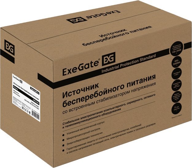 Источник бесперебойного питания ExeGate SpecialPro UNB-2200.LED.AVR.1SH.2C13.RJ.USB EX292611RUS