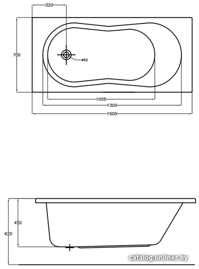 Ванна Cersanit Nike 150x70 (с каркасом)
