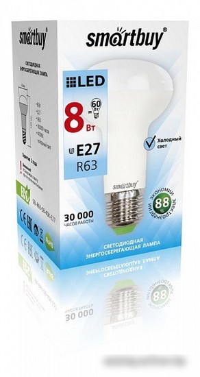 Светодиодная лампа SmartBuy R63 E27 8 Вт 4000 К [SBL-R63-08-40K-E27]